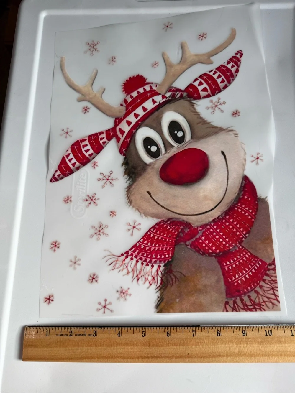 Festive Red Reindeer Holiday iron on transfer SOLD